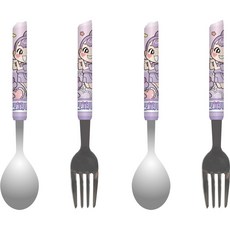 LILFANT 兒童 Minjjami 衍生不銹鋼勺子 + 叉子套組, 勺子 2p + 叉子 2p, 混色
