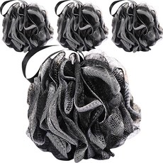 Neinus 高級柔軟泡沫身體沐浴球, 黑色, 4個, 1入