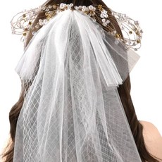 메이크마인 셀프 웨딩 촬영 액세서리 꽃화관 베일, 골드, 1개