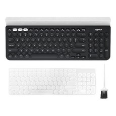 로지텍 K780 멀티 디바이스 블루투스 무선 일반형 키보드 Y-R0061 + 한글 키스킨 + 청소솔 세트, 블랙, Y-R0061(키보드)