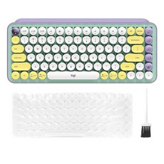 로지텍 POP KEYS 무선 기계식 텐키리스 키보드 YR0080 + 한글 키스킨 + 청소솔, 데이드림, YR0080(키보드)
