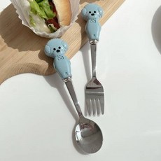 더 비숑 커트러리 세트 블루, 티스푼 2p + 티포크 2p, 1세트