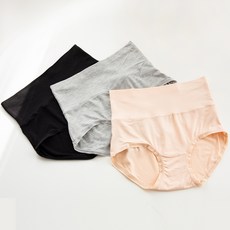 竹纖維舒適高腰內褲 3件組, 黑色/灰色/米色, 1套