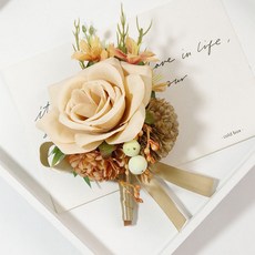 Ozni 擬真蜜桃襟花 手腕花 胸花, 6號, 1個