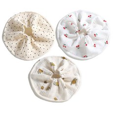 Luxurybaby 孩童4重紗鬆緊帶圍兜 3件組, A組(圓點+櫻桃+檸檬), 1組