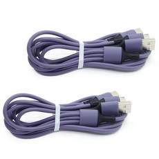 심쿵마켓 3in1 멀티 고속 충전 케이블, 03 보라색, 2개, 1.2m