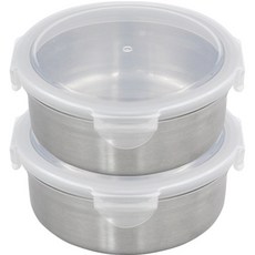 kitchen U 優質圓形不鏽鋼保鮮盒 630ml, 2個, 單品