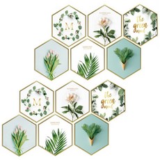 Rich Ocean 歐式風格室內牆面植物點綴壁貼 2件組 A_003, 混合色