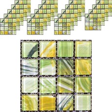 쿼르디 타일 스티커 스톤 크리스탈필름 20p, 브러쉬 옐로우 그린