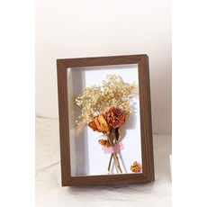 LEANNVERE 木質復古花朵收納裝飾照片迷你相框, 棕色