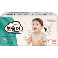 BOSOMI 棉質褲型尿布 女童款, L, 34片