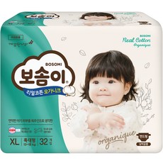 보솜이 리얼코튼 오가니크 밴드형 기저귀, 특대형(XL), 32매