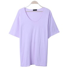 플랜데이 여성용 데일리 박시핏 옆 트임 유넥 반팔 티셔츠