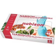 蝴蝶手手套 丁腈 100入, 藍色, 1個, 大(L)