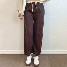 Planday 女款春季提花針織鬆緊腰闊腿褲