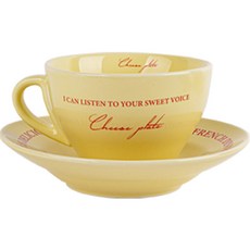 인블룸 치즈 레터링 브런치 식기 세트 2p, 레드, 컵 + 컵받침, 1세트