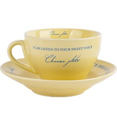 인블룸 치즈 레터링 브런치 식기 세트 2p, 블루, 컵 + 컵받침, 1세트