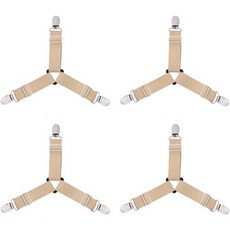 床單吊帶固定夾 4入, 1個, 米色