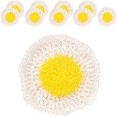 minhwashop 鉤針編織食物造型菜瓜布 UDPFB0612, 10個, 荷包蛋