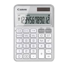 Canon 佳能 寬螢幕 12位數 稅金計算 雙零鍵 一般用 計算機 KS-125T, 1個, 銀色