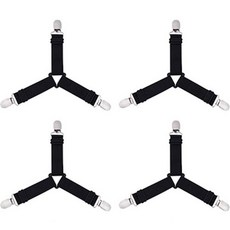 床單吊帶固定夾 4入, 1個, 黑色