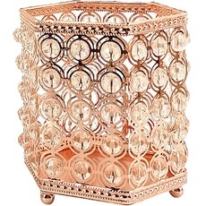 홈블리데이 블링블링 크리스탈 럭셔리스타일 브러쉬 및 펜 보관함, 로즈골드, 1개