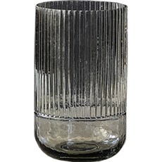 Marsh Marigold 條紋寬口簡約玻璃花瓶 B款, 黑色