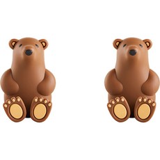 자취남녀 북극곰 칫솔 홀더, 브라운, 2개