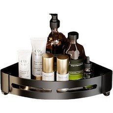 올비에스 욕실 무타공 코너선반, 블랙, 1개