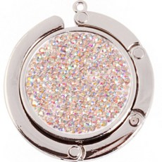 閃亮水鑽可折疊便攜式包包掛鉤 附鑰匙圈, 1個, A 012