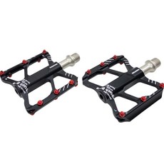 Touch Bike Bicycle Flat Pedal MTB Road Minivelo Combined T2 左右套組, 黑+紅, 1套