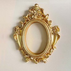 Barnina 歐式迷你照片相框 畫框 橢圓形, 金色