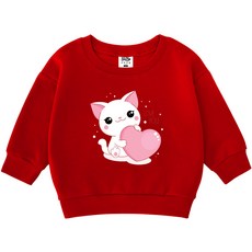 KIDSCREW 兒童用特殊雙面布 愛心貓 大學T