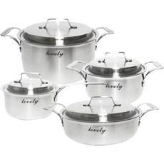 Kitchen-Art Lovely IH電磁爐三層單柄鍋 16cm + 雙耳鍋 18cm + 雙耳鍋 24cm + 火鍋 24cm 4件組, 單柄鍋 16cm + 雙耳鍋 18cm + 雙耳鍋 24cm + 火鍋 24cm, 1套
