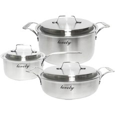 Kitchen-Art Lovely IH電磁爐三層單柄鍋 16cm + 雙耳鍋 24cm + 火鍋 24cm 3件組, 單一顏色, 單柄鍋 16cm + 雙耳鍋 24cm + 火鍋 24cm