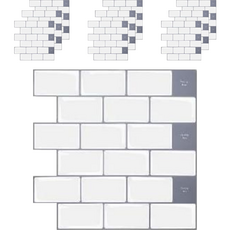 YESSO 3D環氧樹脂立體磁磚壁貼 10入, 07 白色