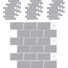 예쏘 3D 에폭시 입체 타일 시트지 10p, 라이트그레이