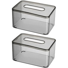 인테리어 투명 티슈 케이스 소 2p, 그레이