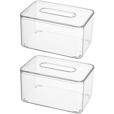 室內裝飾面紙盒 小 2入, 透明