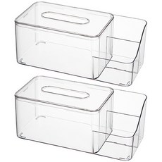 室內裝飾多功能面紙盒 小款 2入, 透明