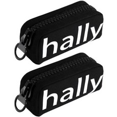Hally印花拉鏈筆袋 2W046, 黑色, 2入
