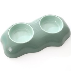 마크툴 반려동물 계란모양 식기 더블볼, 1개, 그린
