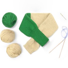 멜로우 슬리브 쁘띠 스카프 니팅 키트, 1세트, 아스파라거스 베이지