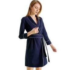 Lagenda 女用長袖綁帶浴袍 XL, 1個, 海軍藍