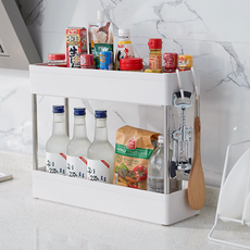 Trolley 移動式層架 廚房收納托盤 鐵製纖薄 2層, 單一顏色