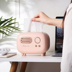 올셀 홈 인테리어 빈티지 감성 귀여운 엔틱 라디오 티슈 케이스 대, 핑크