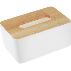 올 셀 홈 인테리어 감성 파스텔톤 우드 커버 티슈 케이스, 화이트