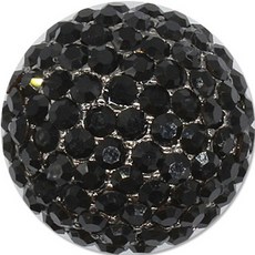 亮點寶石水鑽蘑菇鈕扣 26mm, 1個, 黑鎳黑色