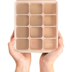 Petinube 孩童副食品矽膠分裝方塊盒, 沙米色, 1個