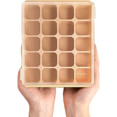 Petinube 韓國製 矽膠副食品多功能方塊 20格, 沙米色, 1個
